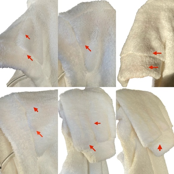 White Hooded Super Soft Cropped Teddy Zip Up Jacket Women’s Small - Picture 2 of 14